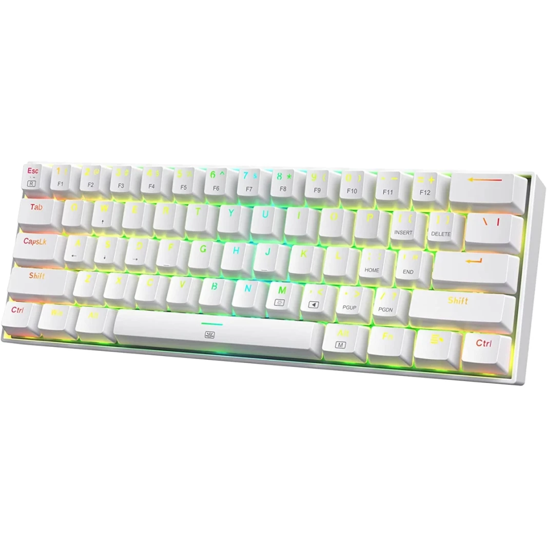 Redragon K630 Dragonborn 60 ٪ لوحة مفاتيح ألعاب RGB سلكية ، 61 مفتاح مفاتيح ميكانيكية مضغوطة مع مفتاح أحمر خطي ، دعم برامج التشغيل ، أبيض