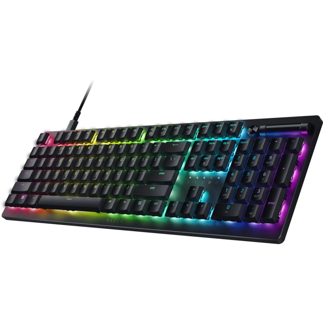 Razer DeathStalker V2 Low-Profile Optical Switches Durable Keycaps & Aluminum Top Plate w/ Roller & Media Button - Linear Red