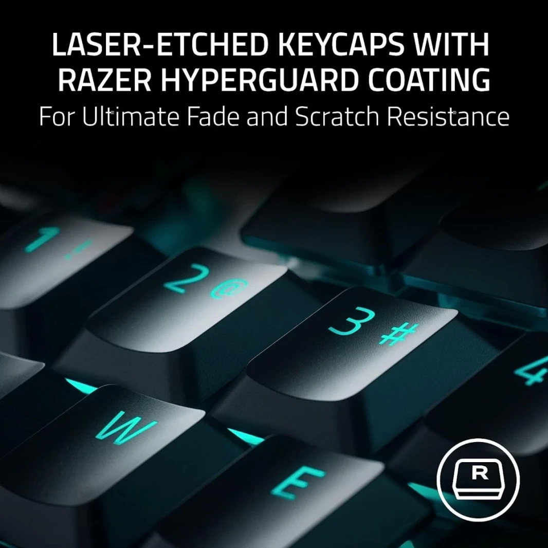 Razer DeathStalker V2 Low-Profile Optical Switches Durable Keycaps & Aluminum Top Plate w/ Roller & Media Button - Linear Red