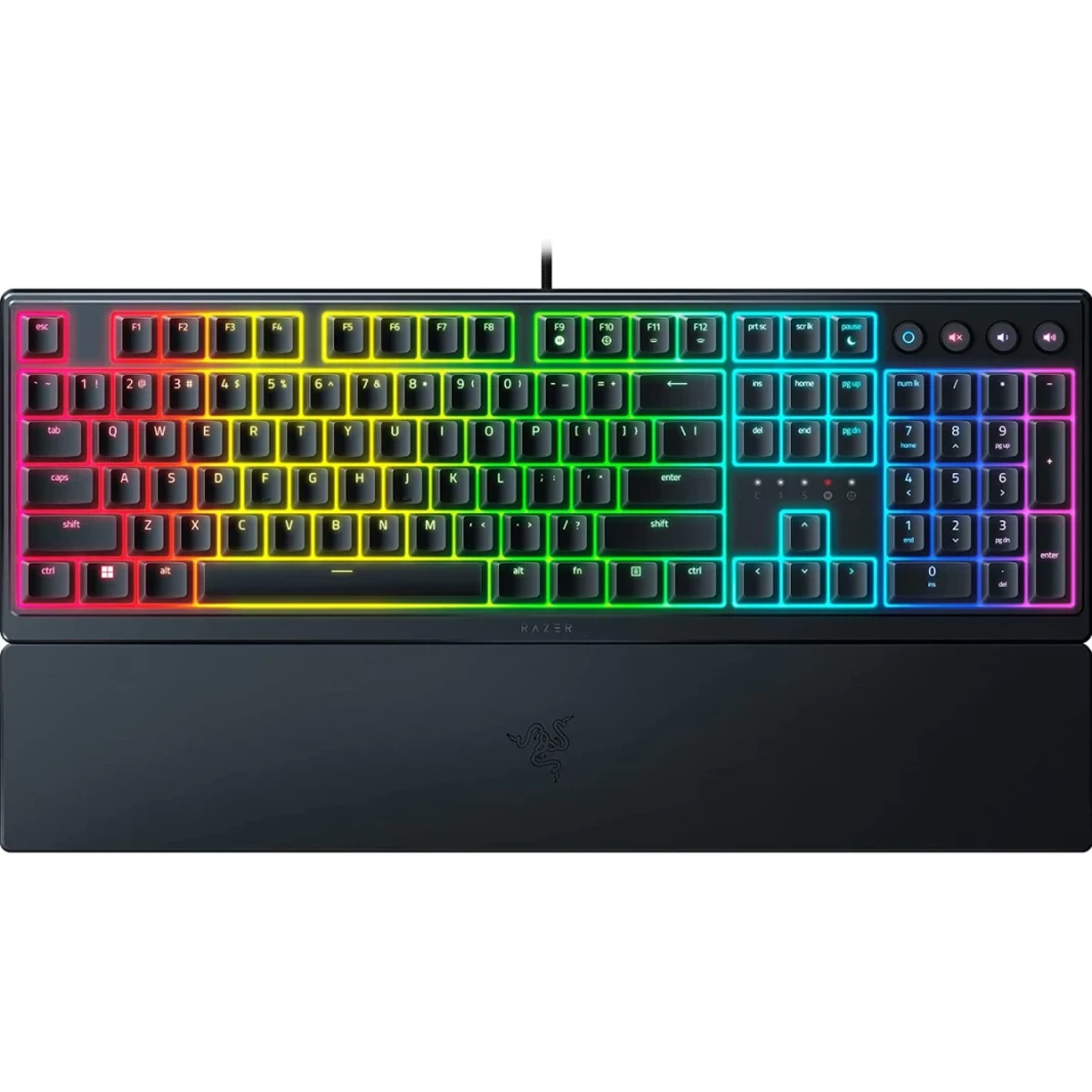 Razer Ornata V3 Maming مفاتيح منخفضة البرودة مفاتيح Mecha-Memprane مفاتيح 10-Zone RGB الإضاءة معصم مغناطيسي مقاوم للأسود-أسود