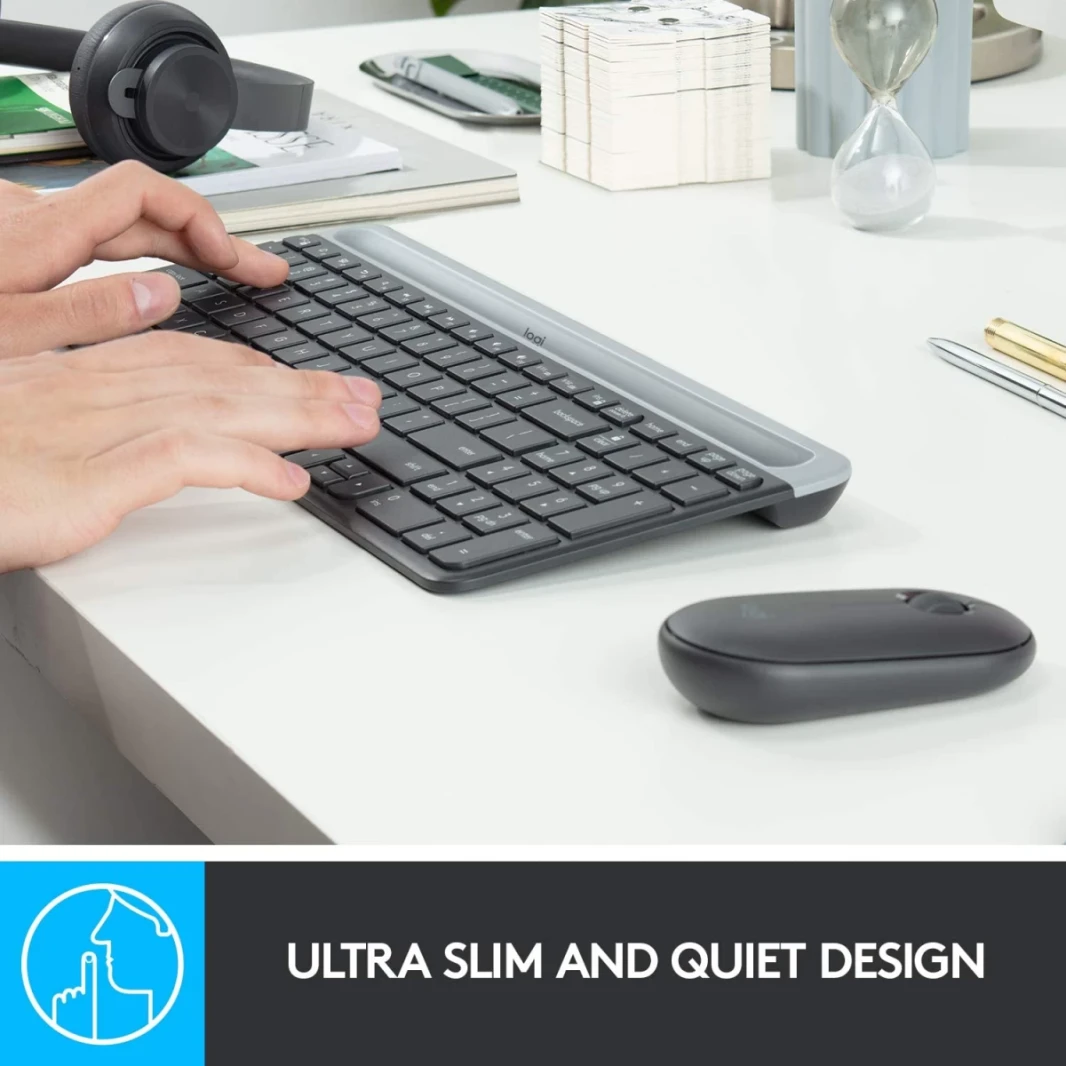 Logitech MK470 لوحة مفاتيح لاسلكية سليم وسرد الماوس العربي / اللغة الإنجليزية
