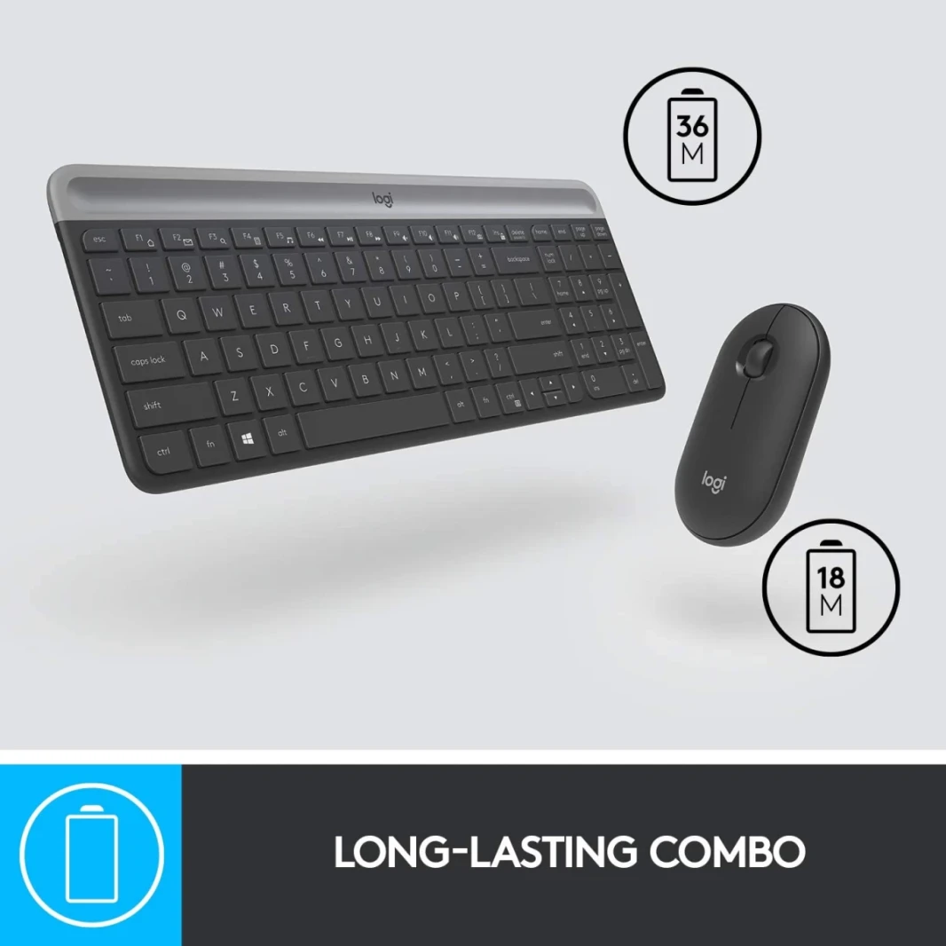 Logitech MK470 لوحة مفاتيح لاسلكية سليم وسرد الماوس العربي / اللغة الإنجليزية