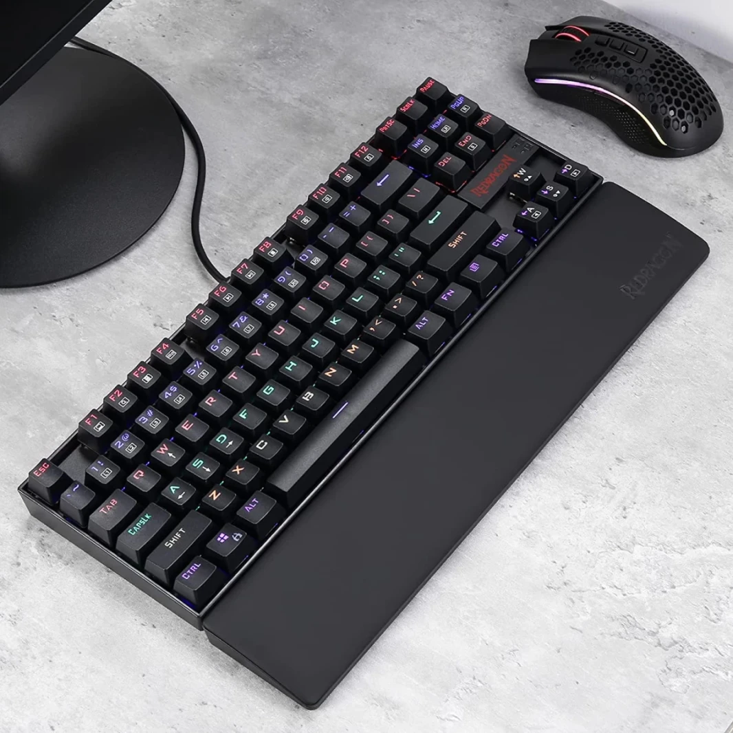 Redragon P036 Meteor M لوحة مفاتيح لوحة معصم الراحة الرغوة الرغوية مع قاعدة مطاطية مضادة للانزلاق مقابل 80 ٪ 87 مفاتيح حجم مضغوط