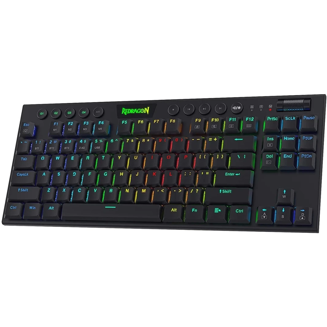 Redragon K621 Horus TKL RGB Mechanical Wire & Bluetooth & Wireless Low Profile Linear Red Switch - Black