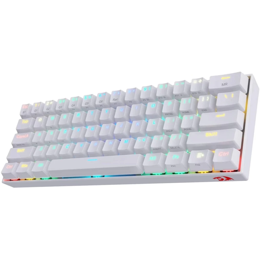 Redragon K530 Pro Draconic 60 ٪ اللاسلكي اللاسلكي RGB الميكانيكي ، BT/2.4 جيجا هرتز/سلكي 3-وضع 61 مفاتيح لوحة مفاتيح ألعاب مضغوطة مع مقبس الساخنة الساخنة ، لوحة ثنائي الفينيل متعدد الكلور مجاني ومفتاح بني ملموس-أبيض