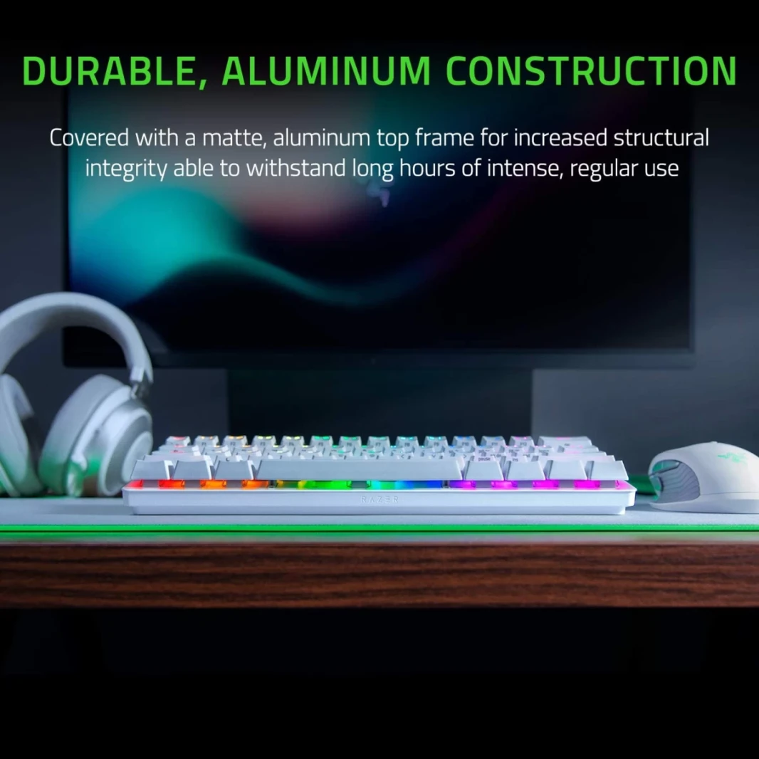 Razer Huntsman Mini 60 ٪ Clicky Optical-Mechanical Switches Doubleshot PBT Keycaps Cable Cable USB-C (Red Switch)-Mercury