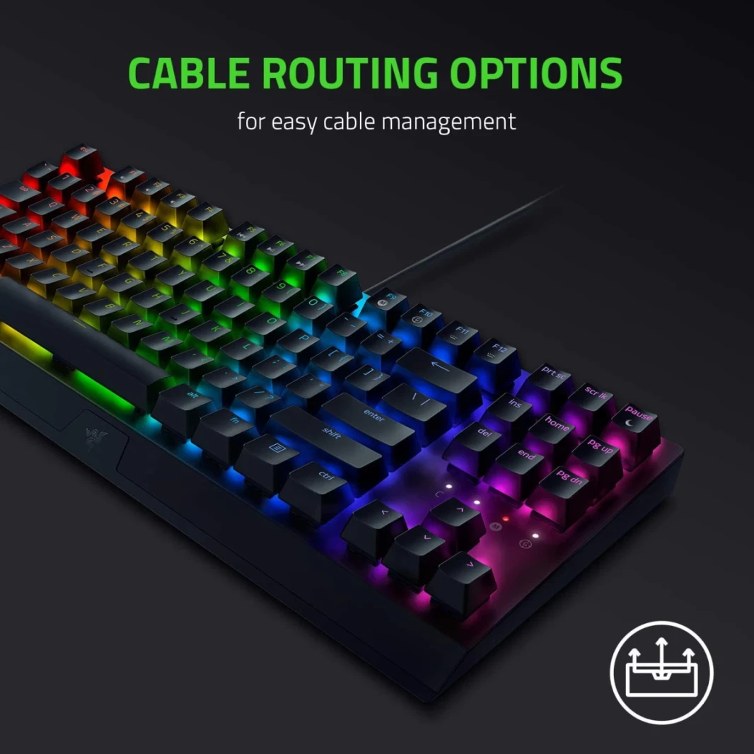 Razer Blackwidow V3 Tenkeyless TKL Mechanical Gaming Keyboard: مفاتيح ميكانيكية خضراء - عن طريق اللمس والنقر - CHROMA RGB الإضاءة - عامل شكل مضغوط - وحدات ماكرو قابلة للبرمجة