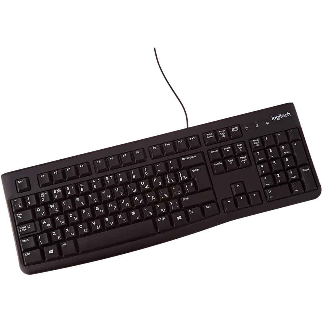 Logitech K120 Wired Keyboard for Windows, Plug and Play, Full-Size, Spill-Resistant, Curved Space Bar, Compatible with PC, Laptop - Black