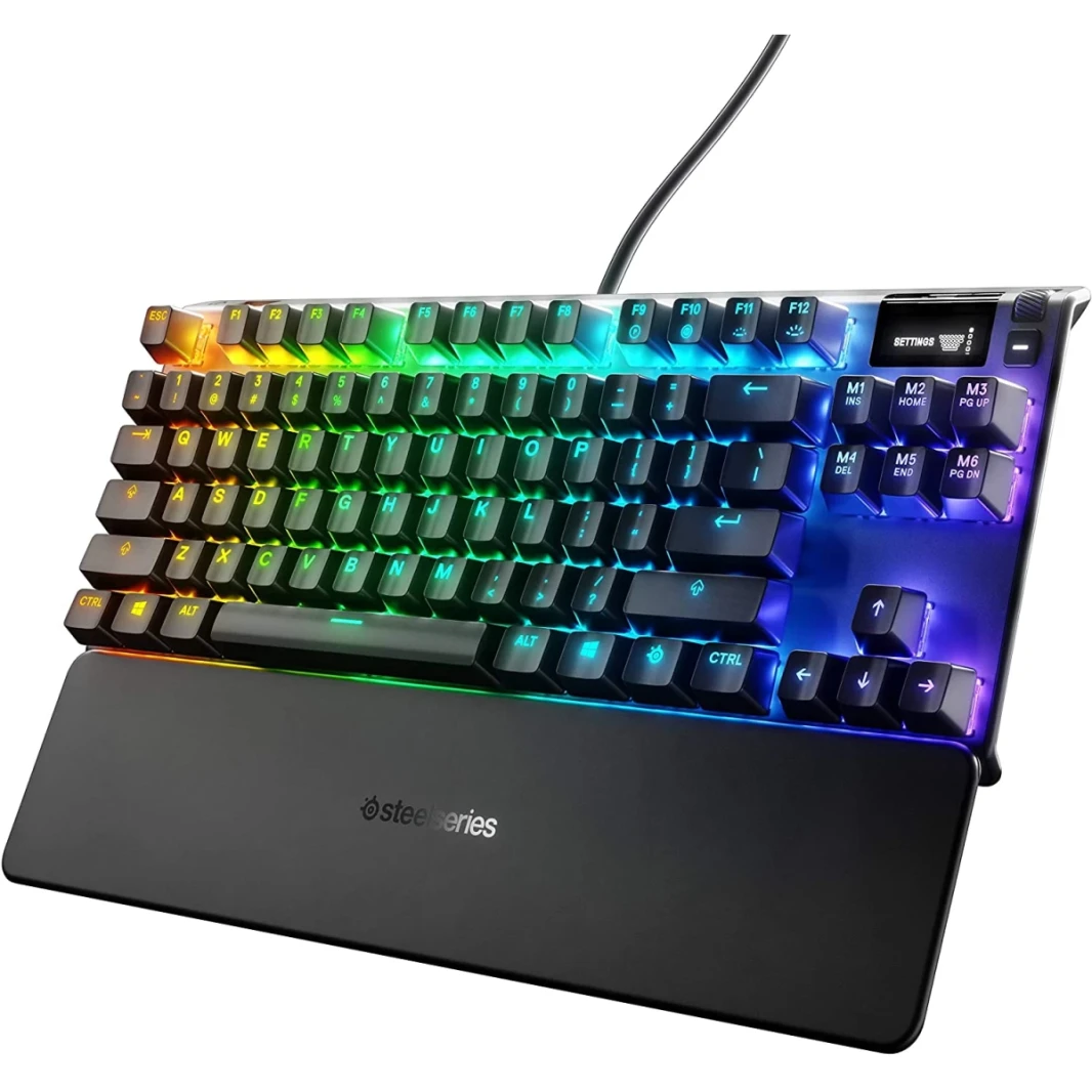 STEELSERIES APEX 7 TKL Mechanical Gaming Keyboard - OLED SMART DISPLAY - USB TRAKETROUGH و MEDIANS - LINEAR and HADE - RGB BACKLIT (RED SWITCH)