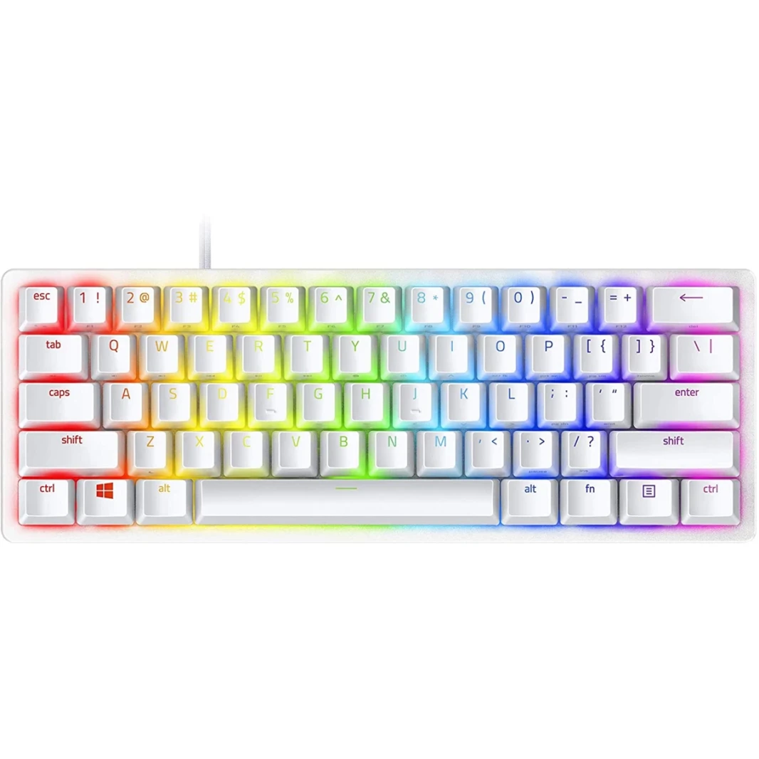 Razer Huntsman Mini 60 ٪ Clicky Optical-Mechanical Switches Doubleshot PBT Keycaps كابل USB-C القابل للفصل (التبديل الأرجواني)-الزئبق