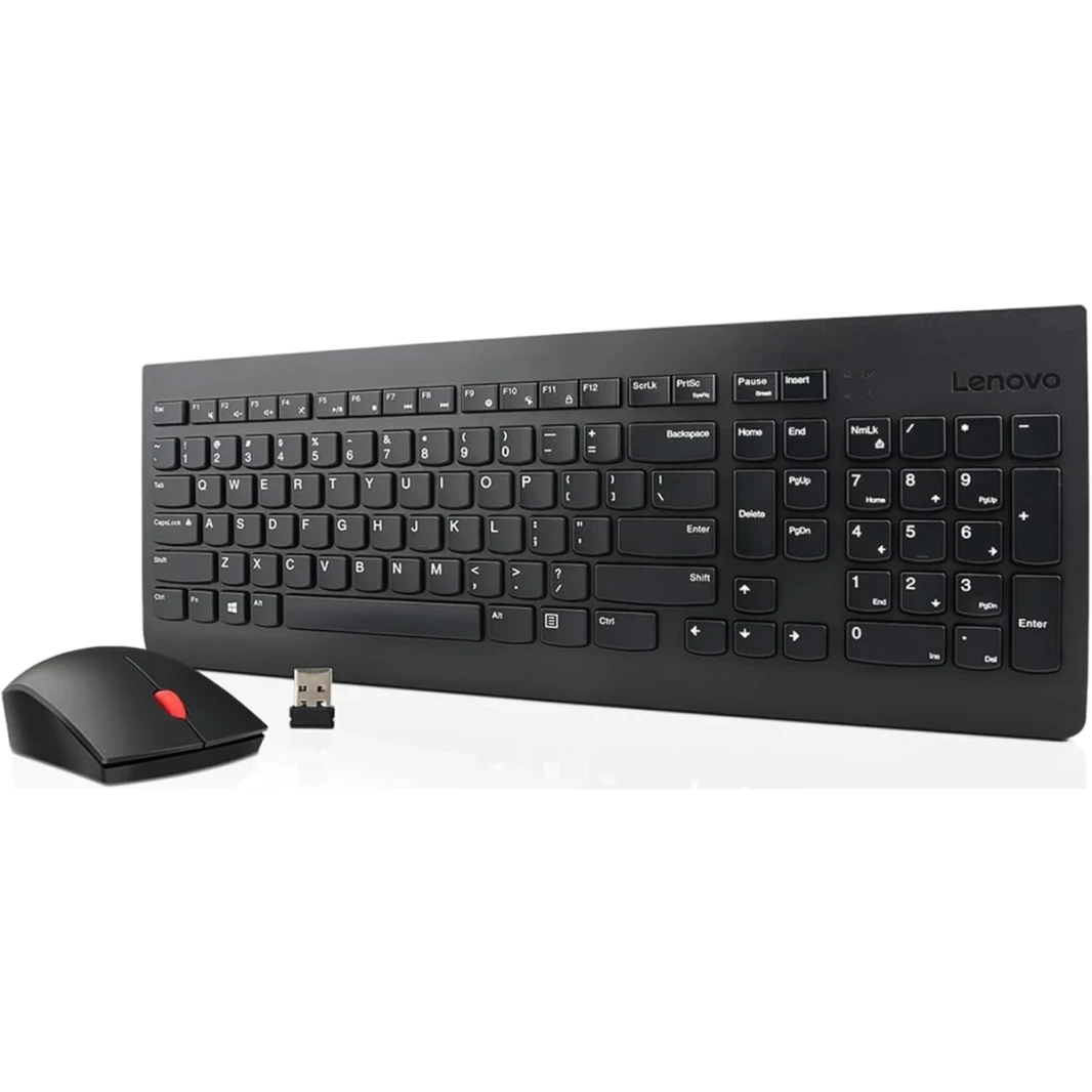Lenovo 510 لوحة المفاتيح اللاسلكية والسرد الفأر الحجم الكامل تصميم مفتاح الجزيرة المفتاح اليسرى أو اليمين الماوس البصري العربي / اللغة الإنجليزية - أسود