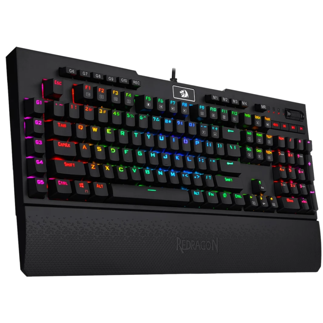 Redragon K586 Brahma RGB لوحة مفاتيح الألعاب الميكانيكية مع مفاتيح بنية ، 10 مفاتيح ماكرو مخصصة ، والتحكم في الوسائط المريحة ، وراحة الرسغ القابلة للفصل
