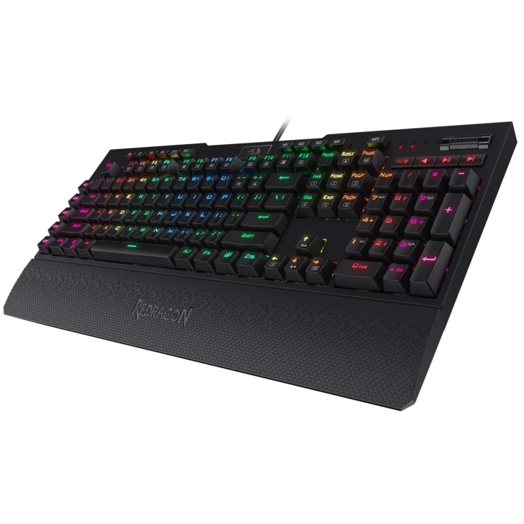Redragon K586 Brahma RGB لوحة مفاتيح الألعاب الميكانيكية مع مفاتيح بنية ، 10 مفاتيح ماكرو مخصصة ، والتحكم في الوسائط المريحة ، وراحة الرسغ القابلة للفصل