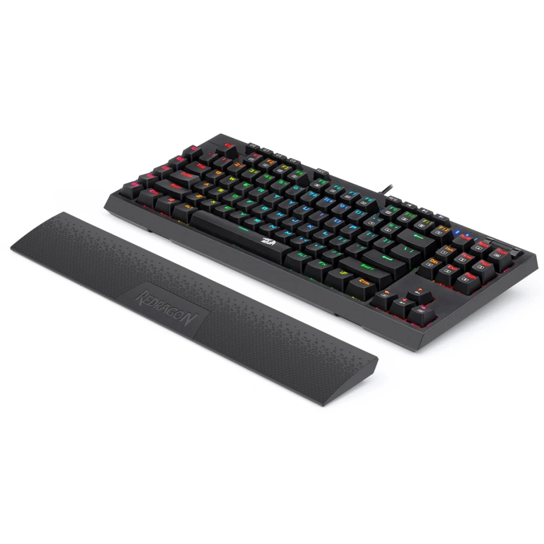 Redragon K588 RGB لوحة مفاتيح ألعاب ميكانيكية RGB مع مفاتيح قابلة للبرمجة التسجيل الماكرو مفاتيح حمراء التصميم بدون تقلبات مع راحة النخيل و USB-C USB لنظام التشغيل Windows PC