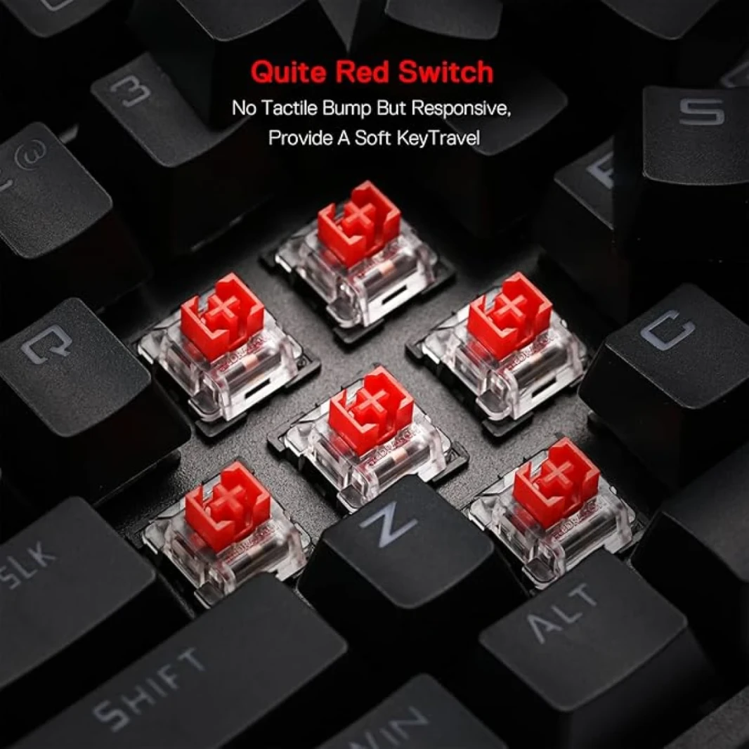 Redragon K588 RGB لوحة مفاتيح ألعاب ميكانيكية RGB مع مفاتيح قابلة للبرمجة التسجيل الماكرو مفاتيح حمراء التصميم بدون تقلبات مع راحة النخيل و USB-C USB لنظام التشغيل Windows PC
