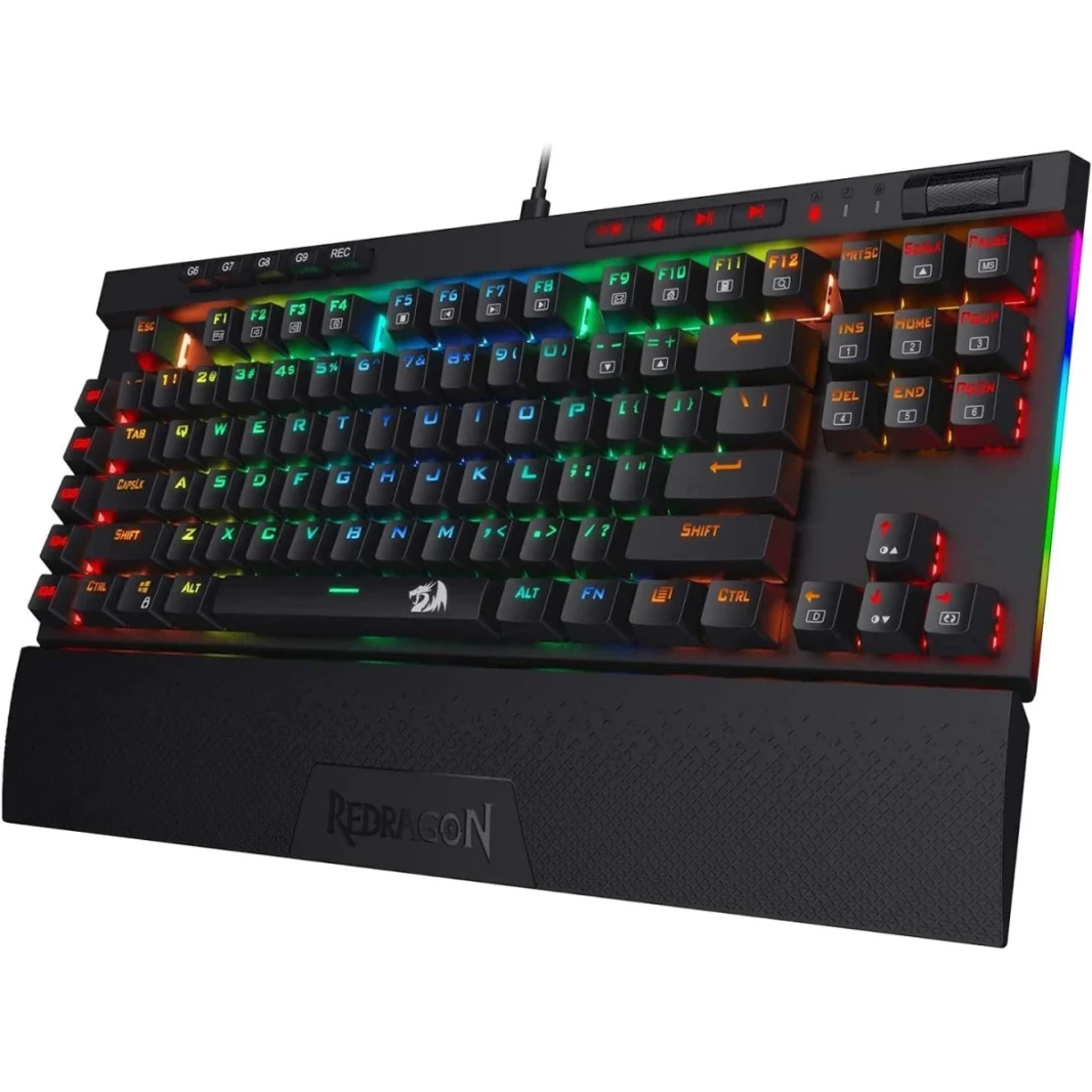 Redragon K587 Pro TKL RGB 3-mode اللاسلكي الميكانيكية 87 مفاتيح مفاتيح ألعاب ، 9 مفاتيح ماكرو مخصصة ، التحكم في الوسائط مع الراحة المعصم القابلة للفصل ، مفاتيح حمراء خطية ساخنة.