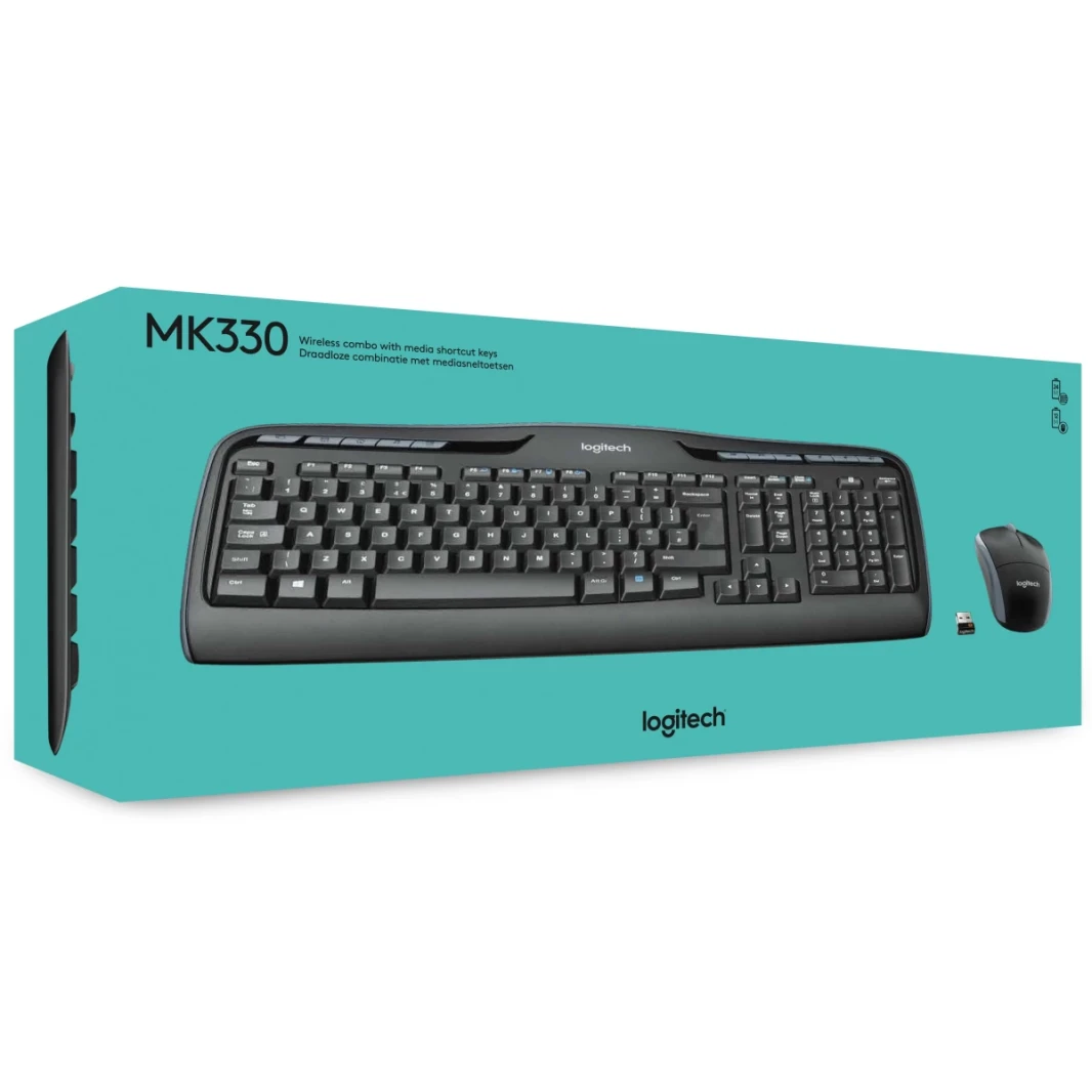 LogiteClogitech MK330 لوحة المفاتيح اللاسلكية وسرد الماوس مع USB -Receiver Long Battery عمر PC / LAPTOP ARABIC / ENGLIST