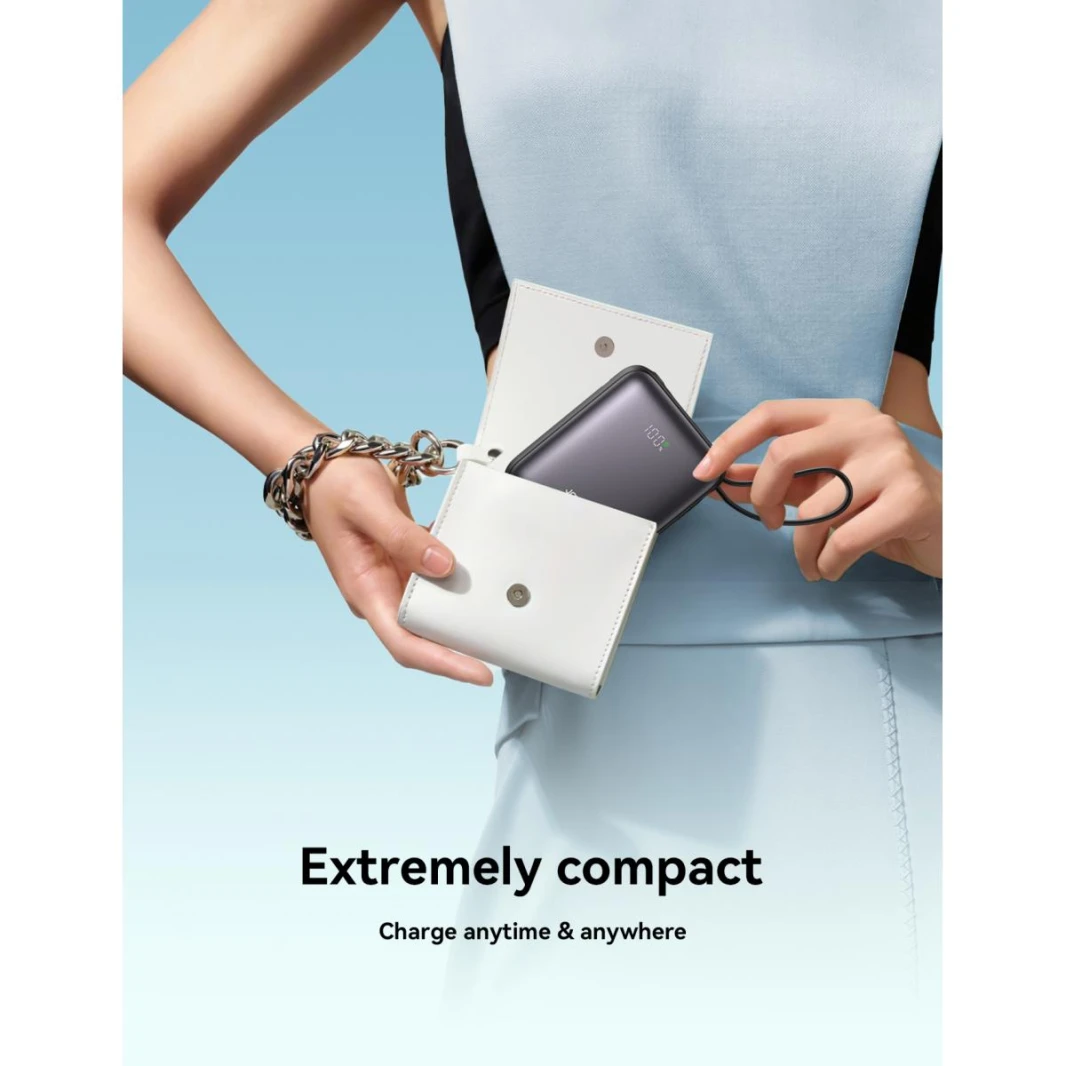 JOYROOM JR-PBF27 10000mAh Mini Power Bank 22.5W Fast Charging with Built-In Type-C & Lightning Dual Cables - 18 Month Warranty