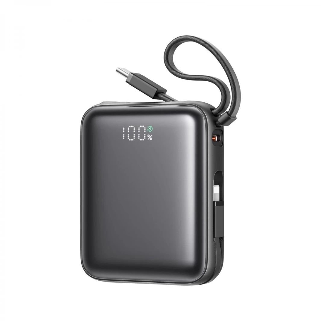 JOYROOM JR-PBF27 10000mAh Mini Power Bank 22.5W Fast Charging with Built-In Type-C & Lightning Dual Cables - 18 Month Warranty