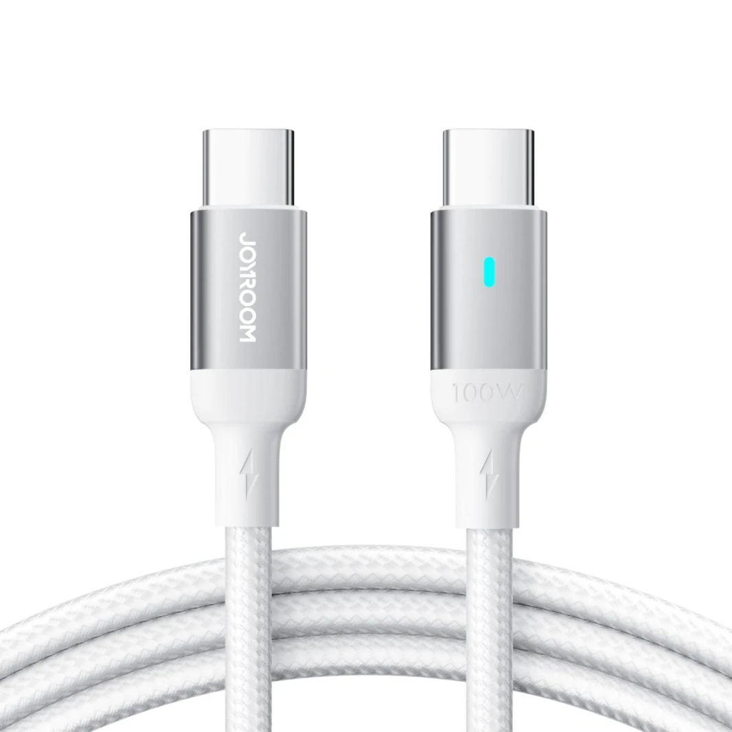 JOYROOM S-CC100A10 100W Extraordinary Nylon Type-C to Type-C cable 1.2M - White - 18 Months Warranty