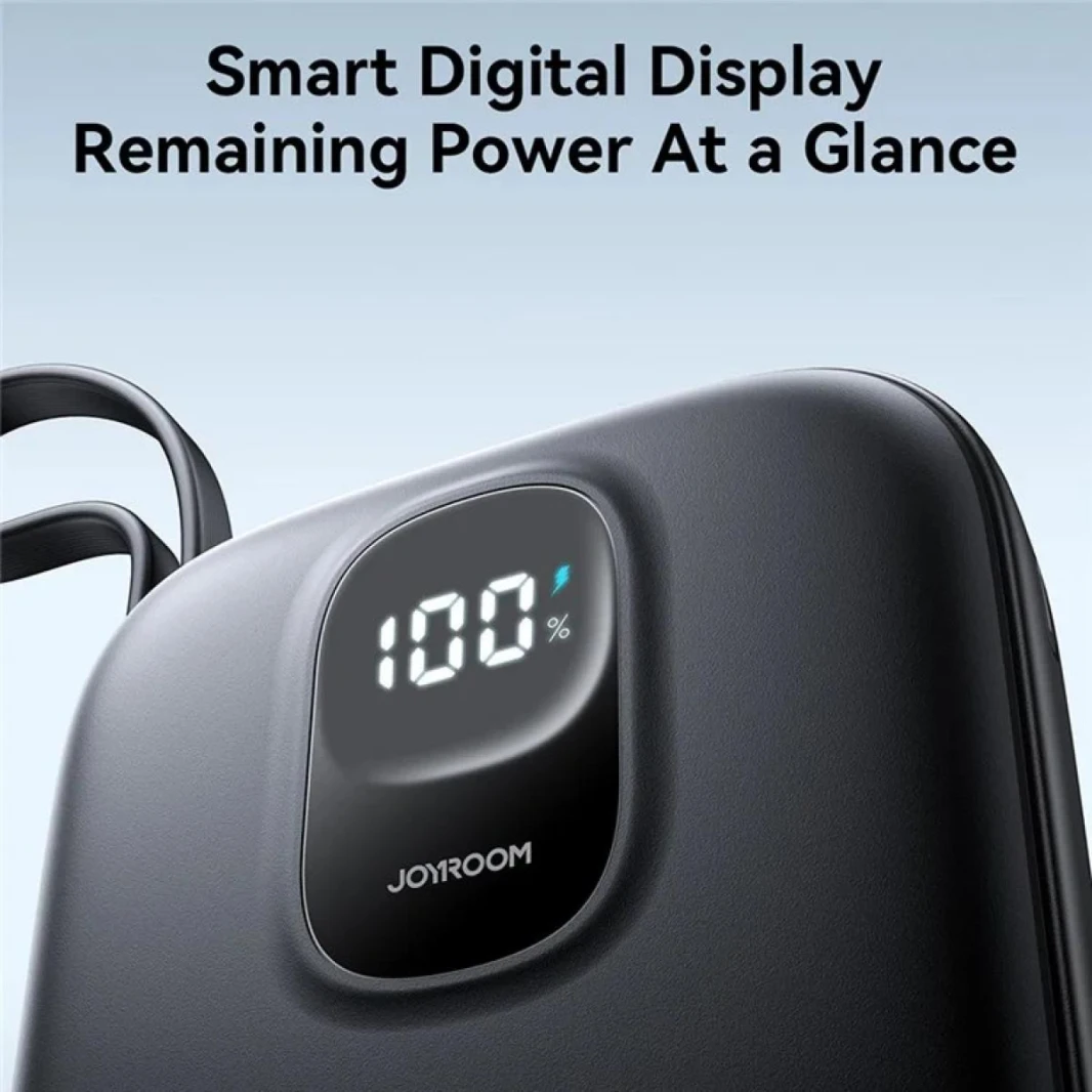 JOYROOM JR-PBF17 10000mAh Mini Power Bank 22.5W Fast Charging Battery with Built-In Type-C Cable - 18 Month Warranty