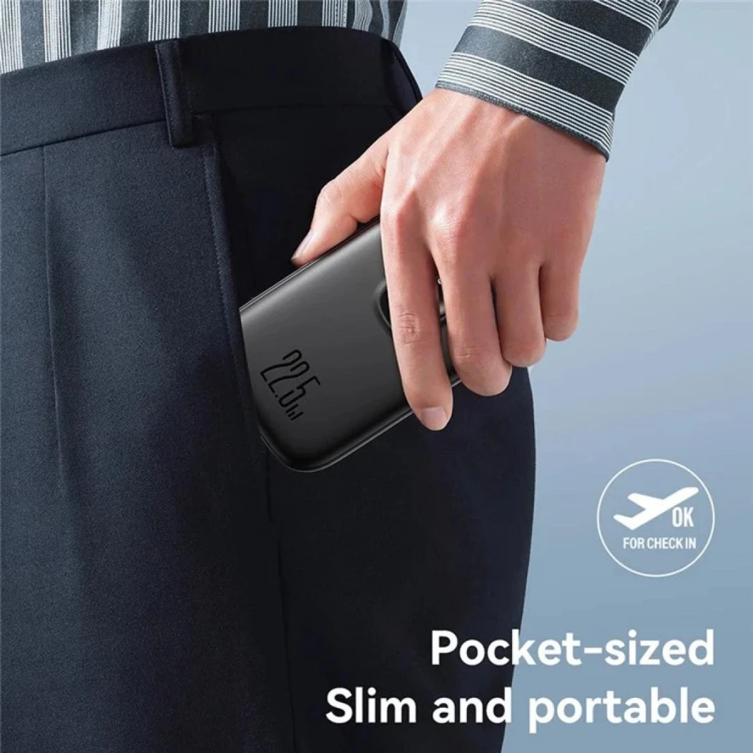 JOYROOM JR-PBF17 10000mAh Mini Power Bank 22.5W Fast Charging Battery with Built-In Type-C Cable - 18 Month Warranty