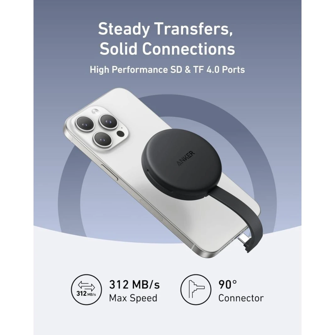 Anker MagGo USB-C Adapter (3-in-1, 10Gbps, For iPhone) Provides a quick switch from capturing video outdoors to editing on a smartphone without delay Gray - 18 Month Warranty