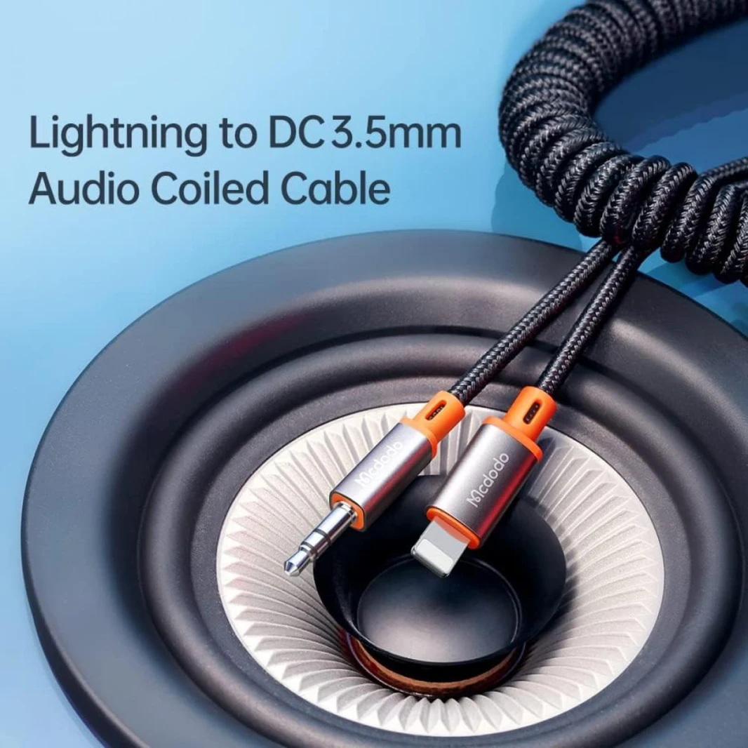 Mcdodo CA-0890 Lightning to 3.5mm AUX Jack Coil Cable Castle Series 1.8m - 18 Month Warrannty