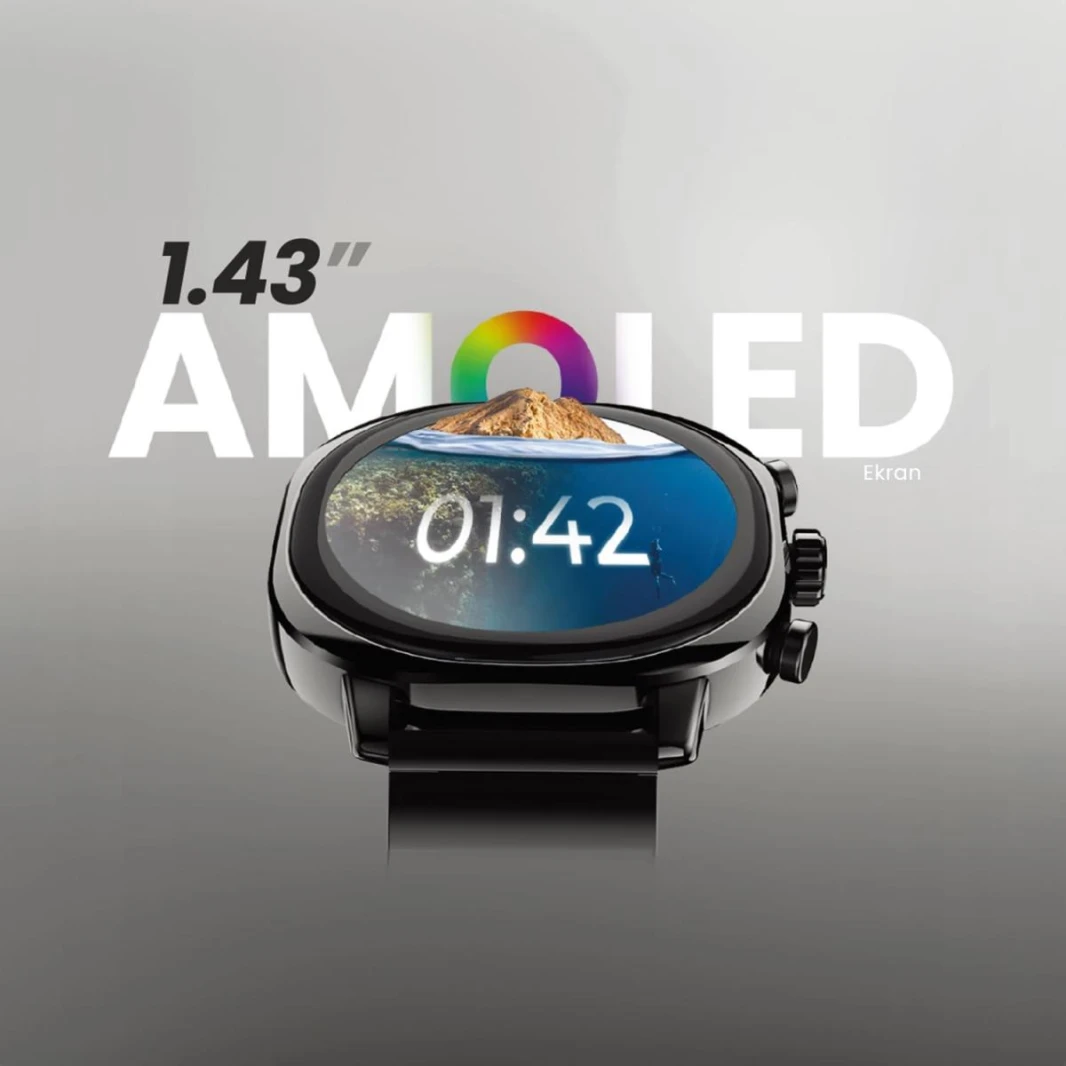 HiFuture AIX 1.43" Amoled Gorilla Glass, Stainless Steel, Sports Mode Automatic Detection Ai - Artificial Intelligence Health Monitoring (Dark Titanium) - 18 Month Warranty