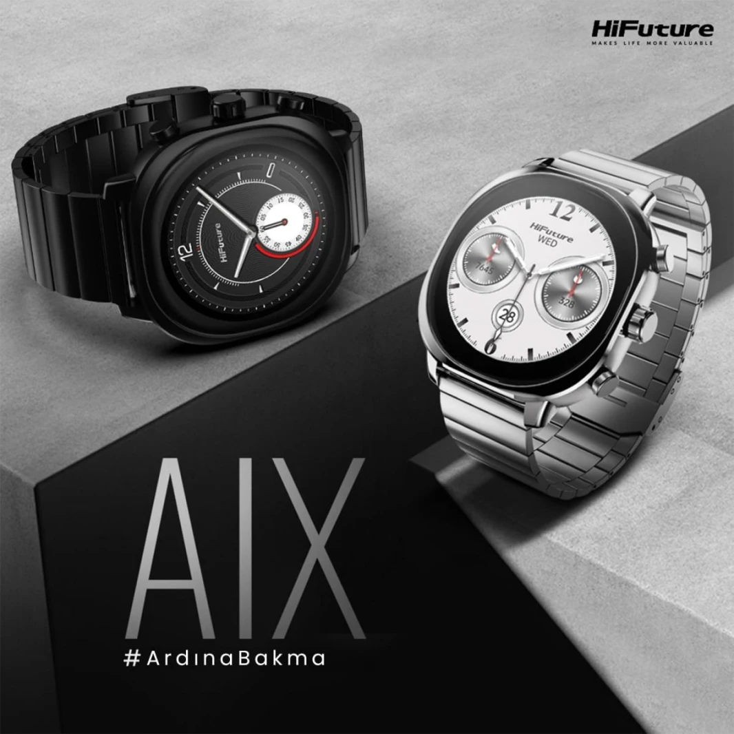 HiFuture AIX 1.43" Amoled Gorilla Glass, Stainless Steel, Sports Mode Automatic Detection Ai - Artificial Intelligence Health Monitoring (Dark Titanium) - 18 Month Warranty