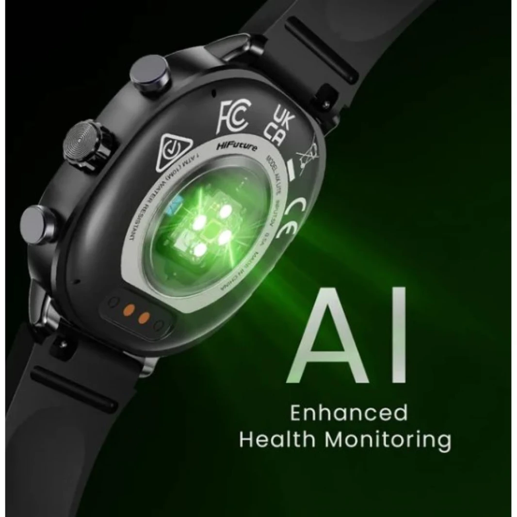 HiFuture AIX 1.43" Amoled Gorilla Glass, Stainless Steel, Sports Mode Automatic Detection Ai - Artificial Intelligence Health Monitoring (Dark Titanium) - 18 Month Warranty