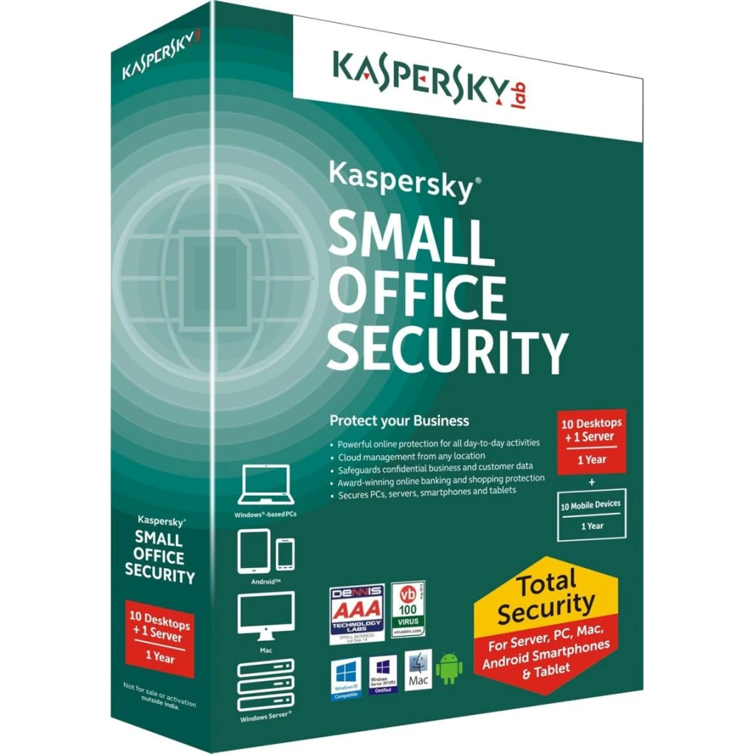 KASPERSKY Labs Small Office Security ULTIMATE Business Antivirus Solution 1 Year  ( 1 Server + 10 Computer + 10 Mobile)