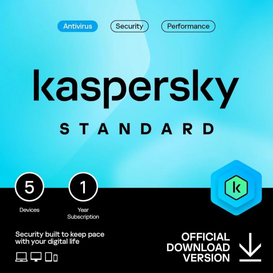 Kaspersky Standard Anti-Virus, (5 Devices) Advanced Security Online Banking Protection Performance Optimization  1 Year
