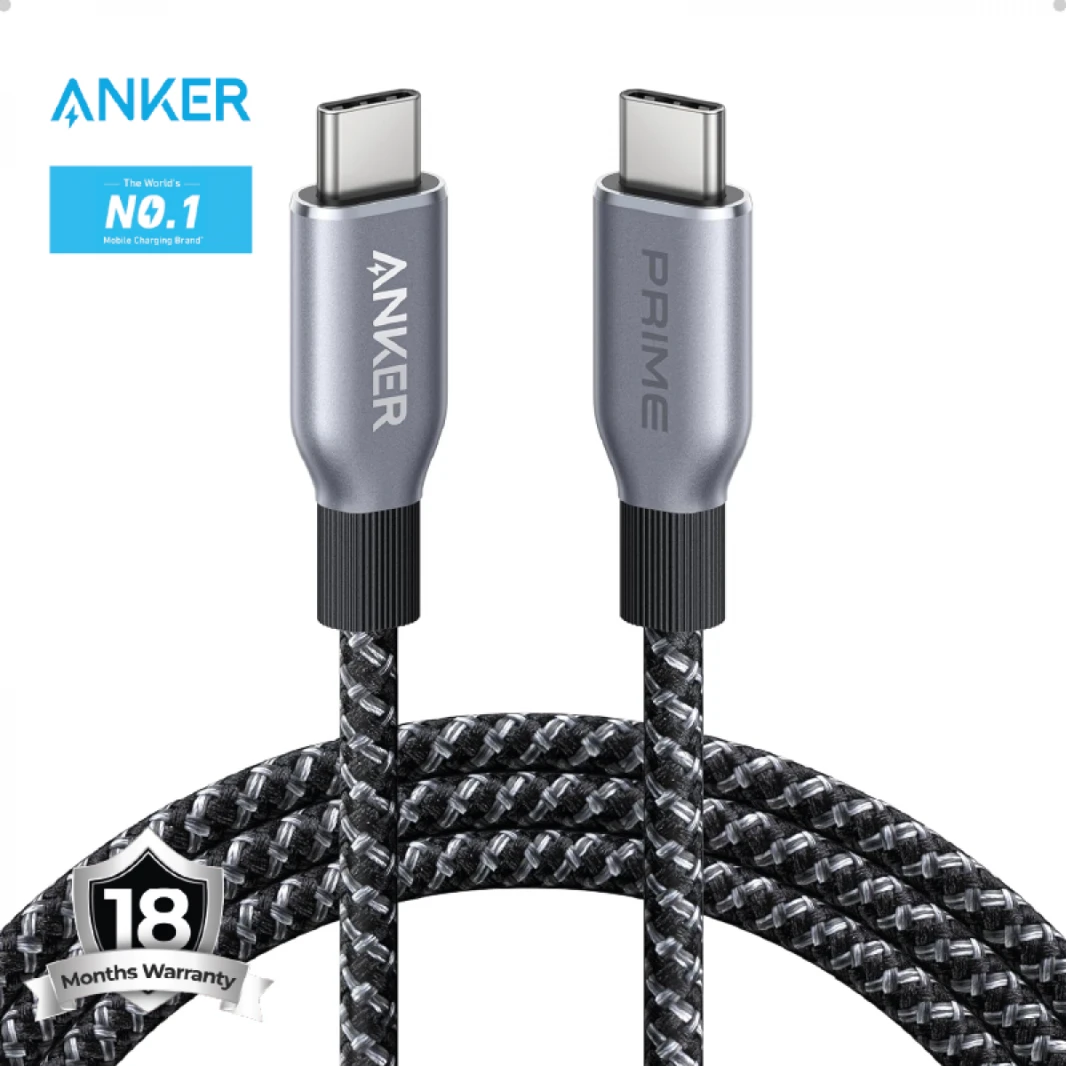 Anker Prime USB C to USB C Cable, 240W 3ft Fast Charging USB C Cable, Upcycled-Braided Nylon w/ Bend Durability, USB 2.0 Cable for iPhone 16, MacBook - 18 Month Warranty