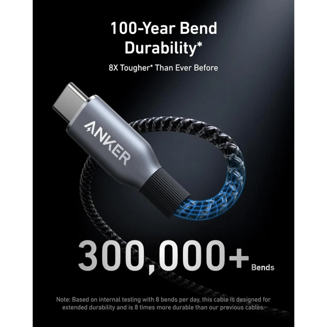 Anker Prime USB C to USB C Cable, 240W 6ft Fast Charging USB C Cable, Upcycled-Braided Nylon w/ Bend Durability, USB 2.0 Cable for iPhone 16, MacBook - 18 Month Warranty