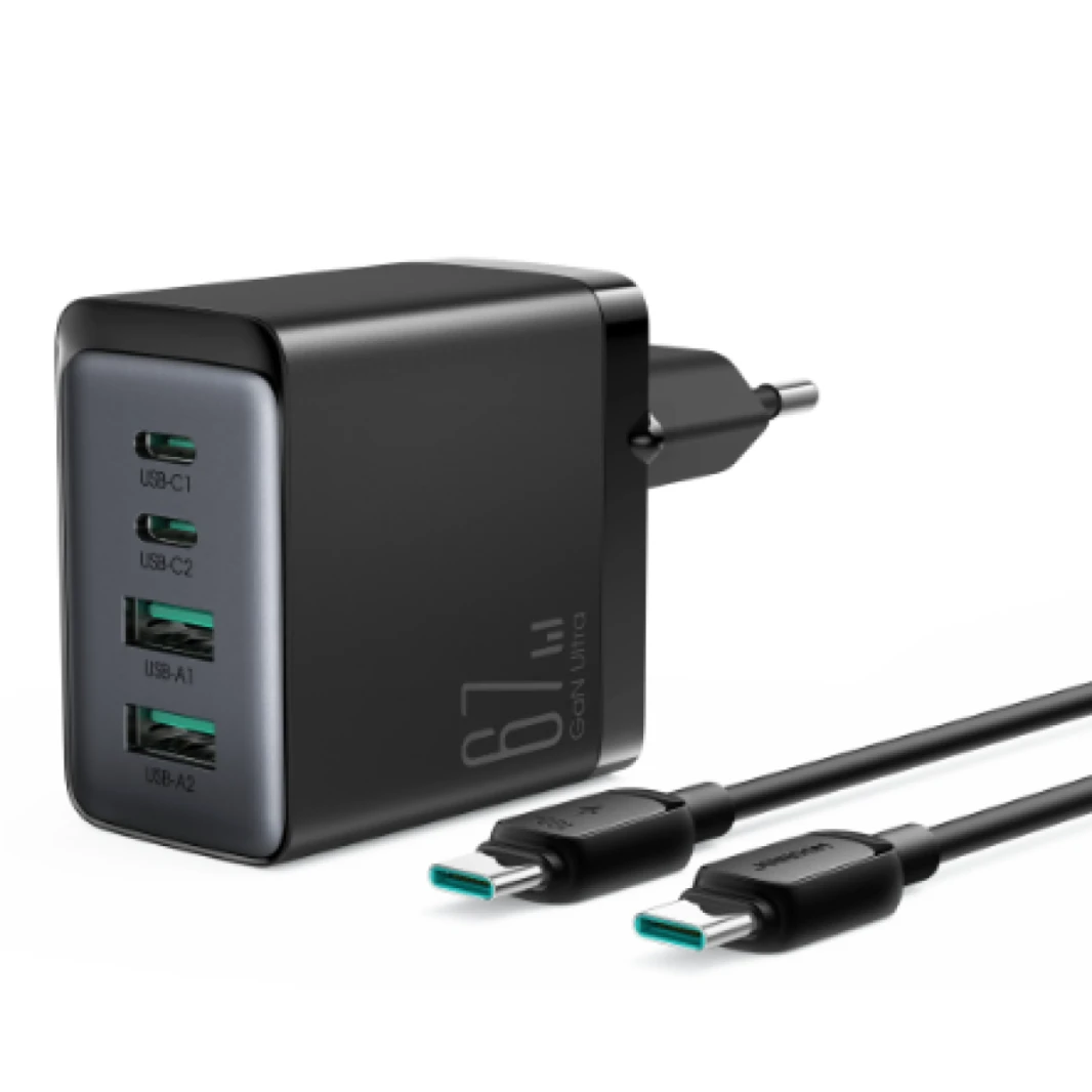 JOYROOM GaN Ultra TCG02 67W 2C2A Fast Charger+100W C to C Cable 1.2m - 1 Years Warranty