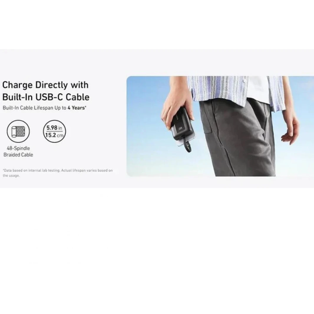 Anker Zolo Power Bank 20000mAh 30W Portable Charger with Built-in USB C Cable A1689 (Blue) - 18 Month Warranty