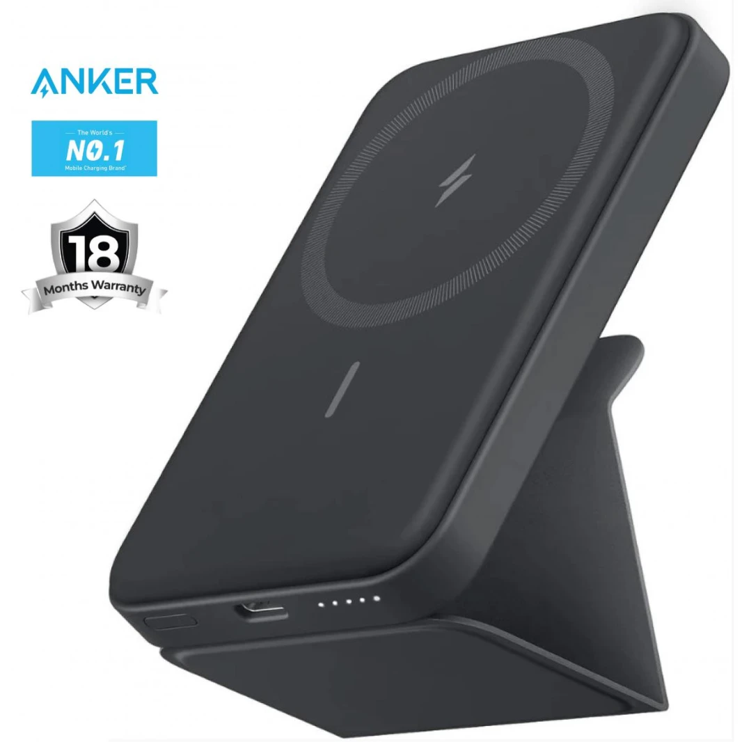 Anker 622 Magnetic Wireless Charger Slim and lightweight w/ Foldable Phone Stand 5000mAh Power Bank for iPhone (Black) - 18 Month Warranty