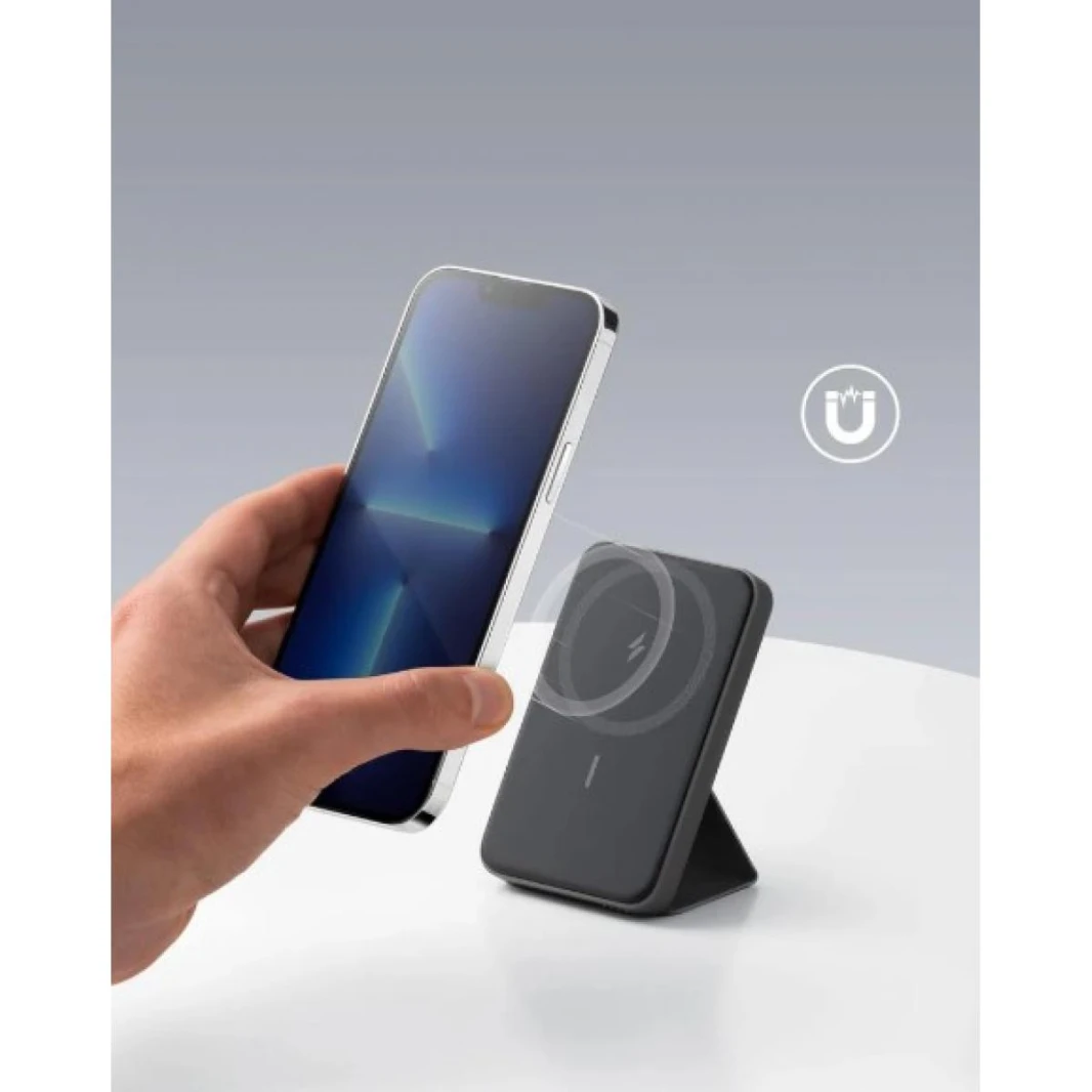 Anker 622 Magnetic Wireless Charger Slim and lightweight w/ Foldable Phone Stand 5000mAh Power Bank for iPhone (Black) - 18 Month Warranty