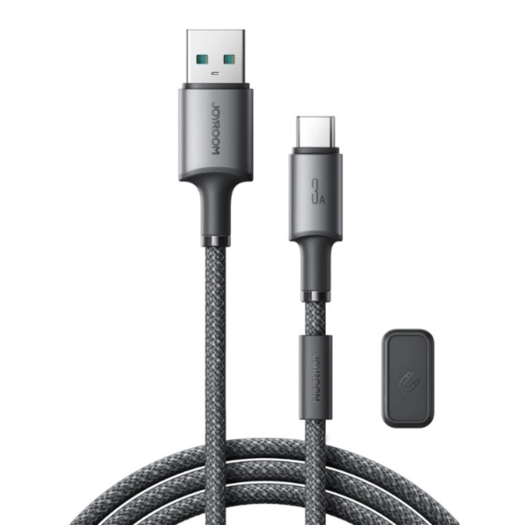 JOYROOM S-A50 3A 480Mbps Fast Charging Data Cable, USB-A to Type-C Cable 1.2m with Magnet Holder for Cable Management
