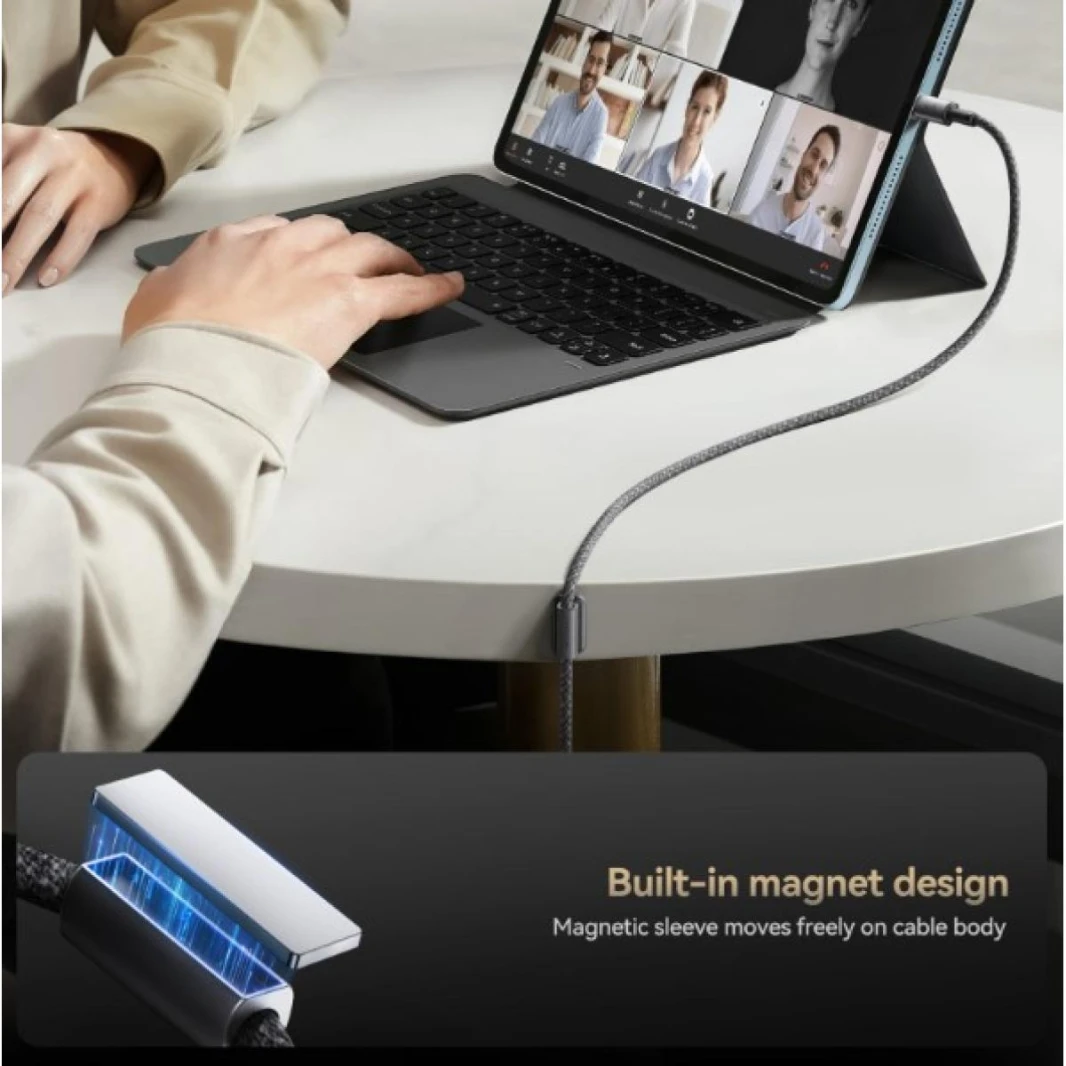 JOYROOM S-A50 3A 480Mbps Fast Charging Data Cable, USB-A to Type-C Cable 1.2m with Magnet Holder for Cable Management