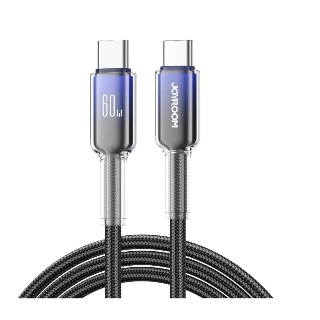 Joyroom S-A42 Crystal-Clear Series 60W Fast Charging Data Cable 1.2m Type-c to Type-c - Black