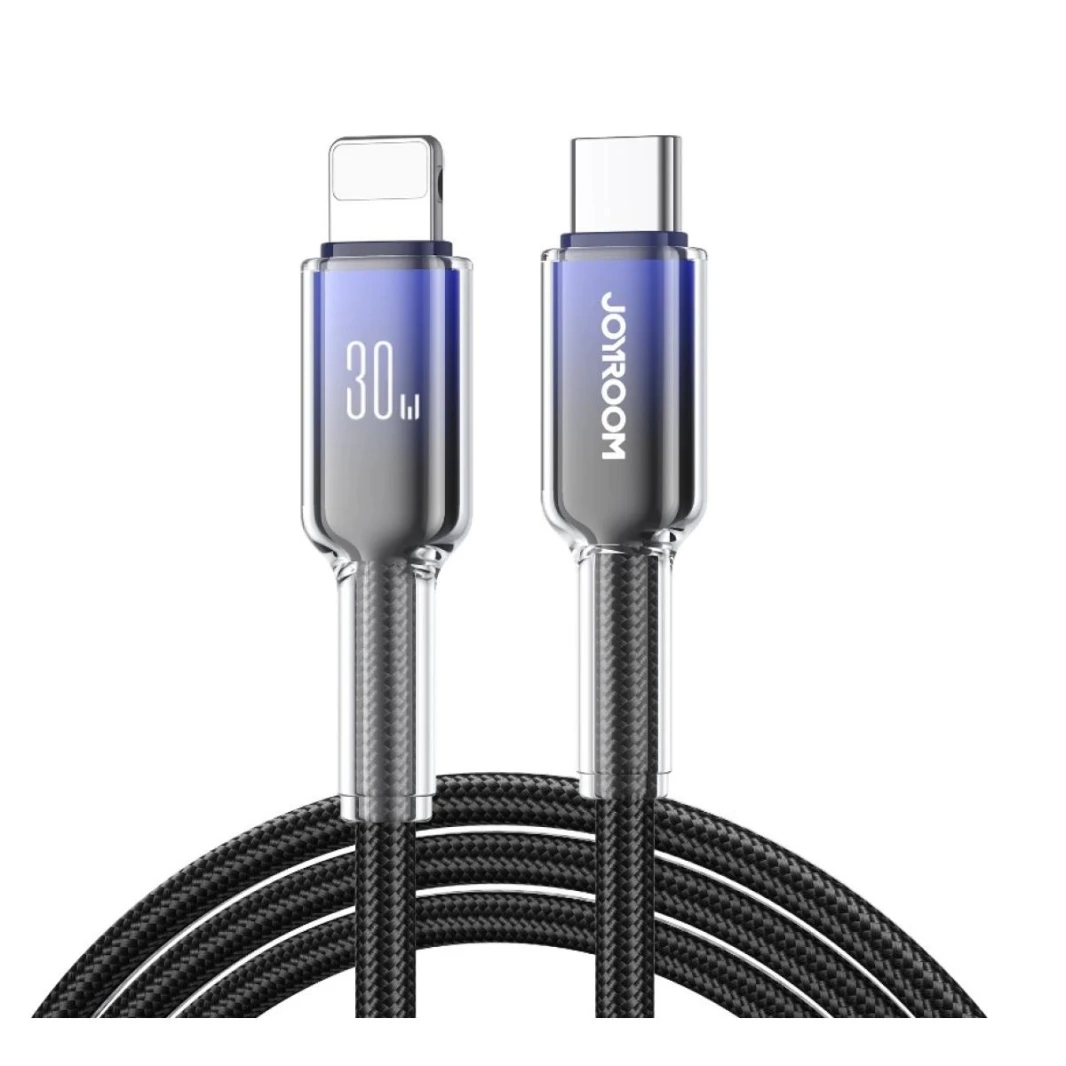 Joyroom S-A42 Crystal-Clear Series 60W Fast Charging Data Cable 1.2m Type-c to Lighting - Black
