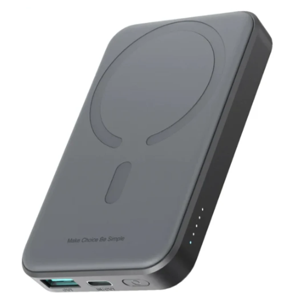 Joyroom JR-W020 20W Mini Magnetic Wireless Power Bank 5000mAh Multi Security Protection (With USB to Type-C 0.25m Cable) - Black