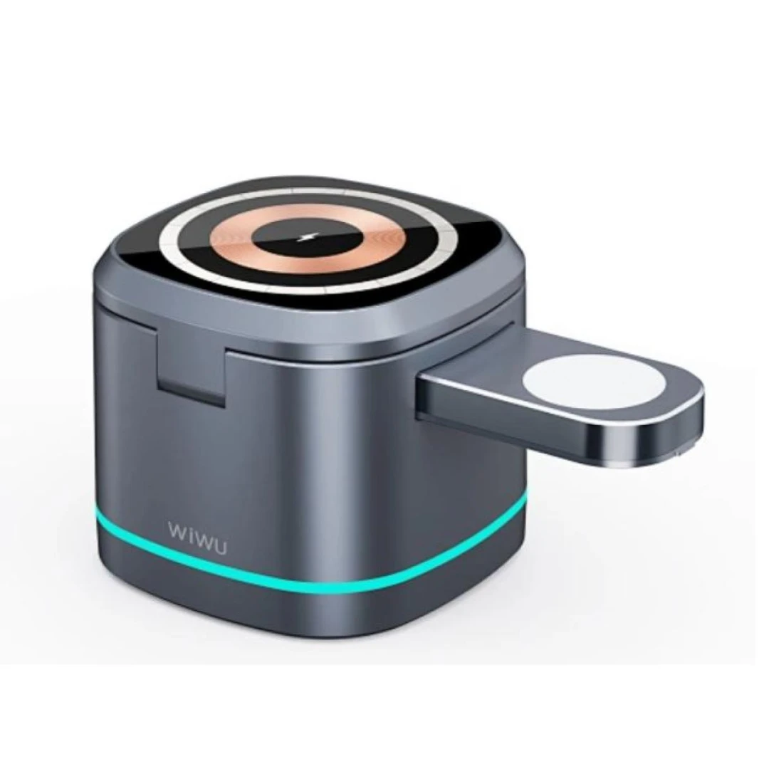 WiWU Wi-W024 3 in 1 wireless charger 15W wireless charge for phone Type C Charging Port - 18 Month Warranty