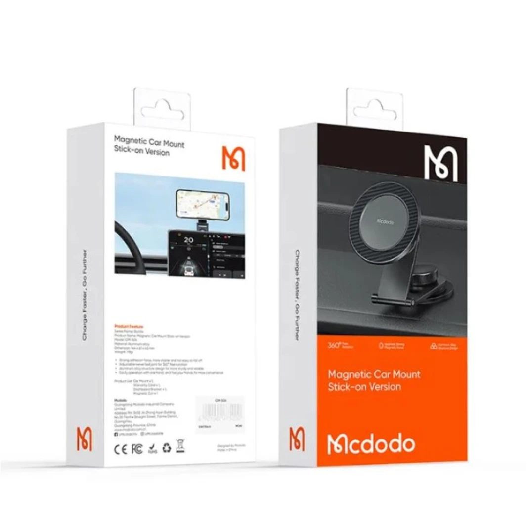 Mcdodo CM-5060 Magnetic Car Mount for Phone（Stick-on Version) Strong adhesion force, more stable and not easy to fall off Aluminum alloy structure design for more sturdy and reliable