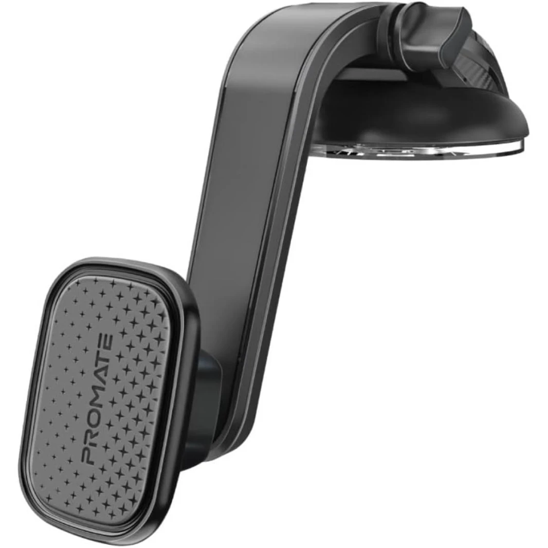 Promate Car Phone Holder, Magnetic Stick-On Dashboard Mobile Mount with 360 Degree Cradle-Free Design, Anti-Slip Grip and Magnetic Ring
