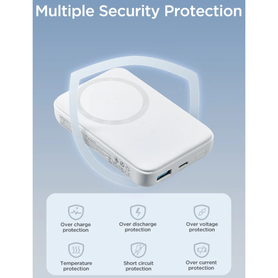 Joyroom JR-W020 20W Mini Magnetic Wireless Power Bank 10000mAh Multi Security Protection (With USB to Type-C 0.25m Cable) - Blue