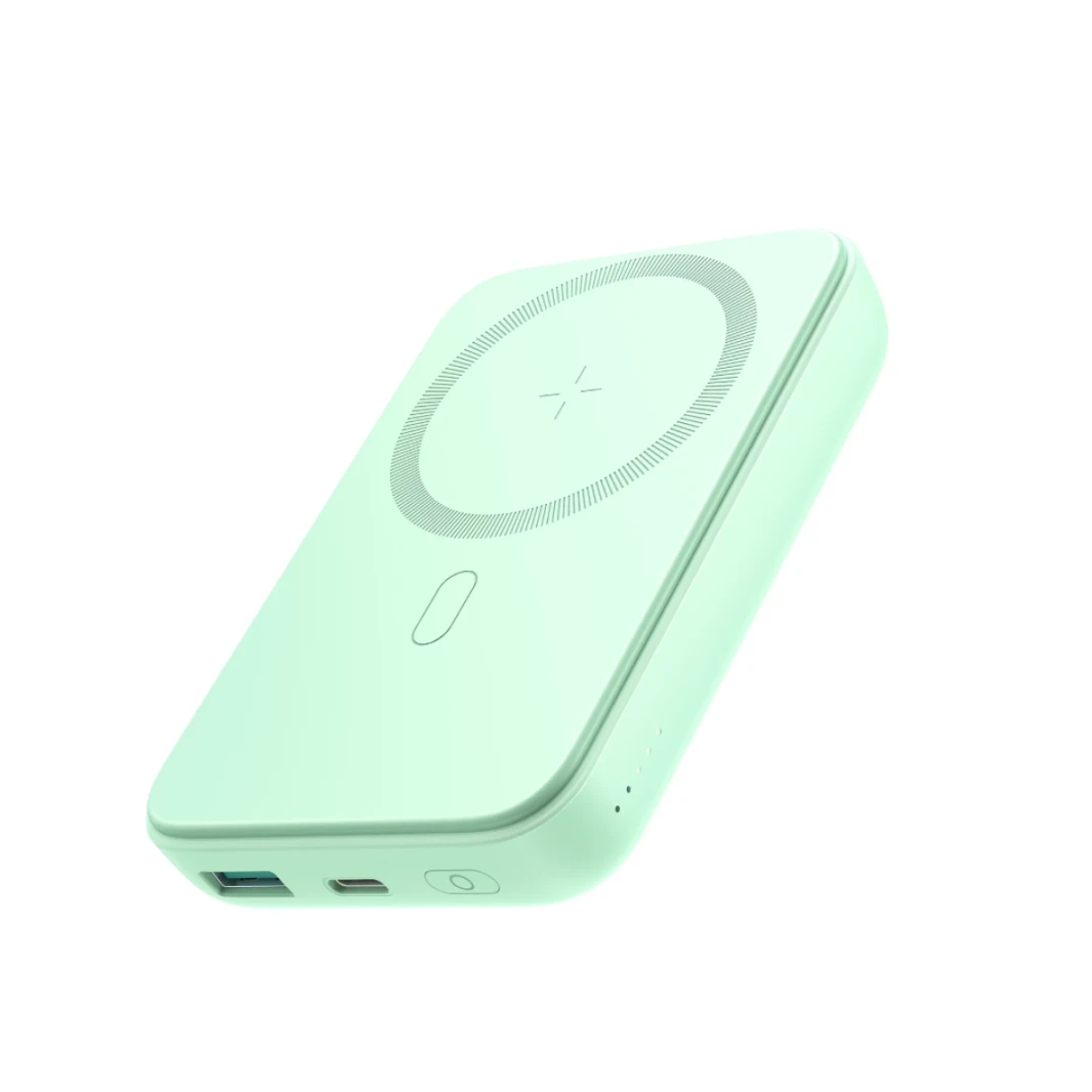 Joyroom JR-W020 20W Mini Magnetic Wireless Power Bank 10000mAh Multi Security Protection (With USB to Type-C 0.25m Cable) - Green