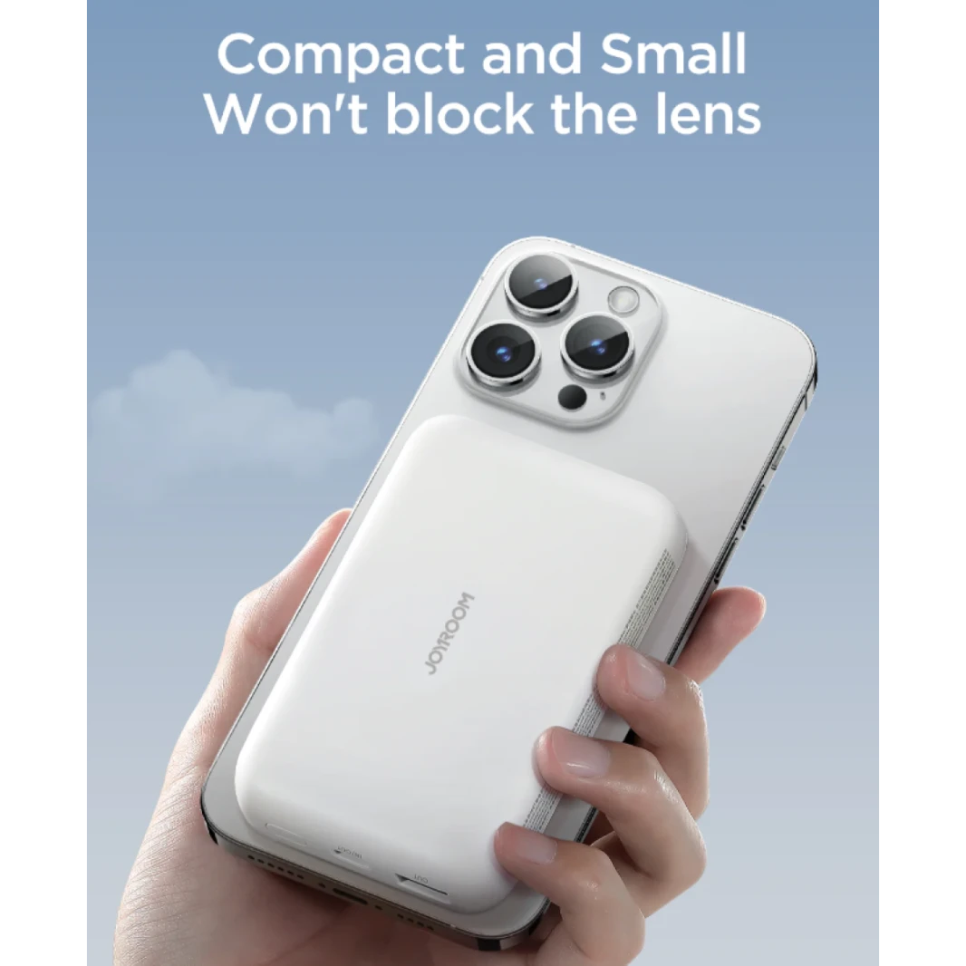 Joyroom JR-W020 20W Mini Magnetic Wireless Power Bank 10000mAh Multi Security Protection (With USB to Type-C 0.25m Cable) - White